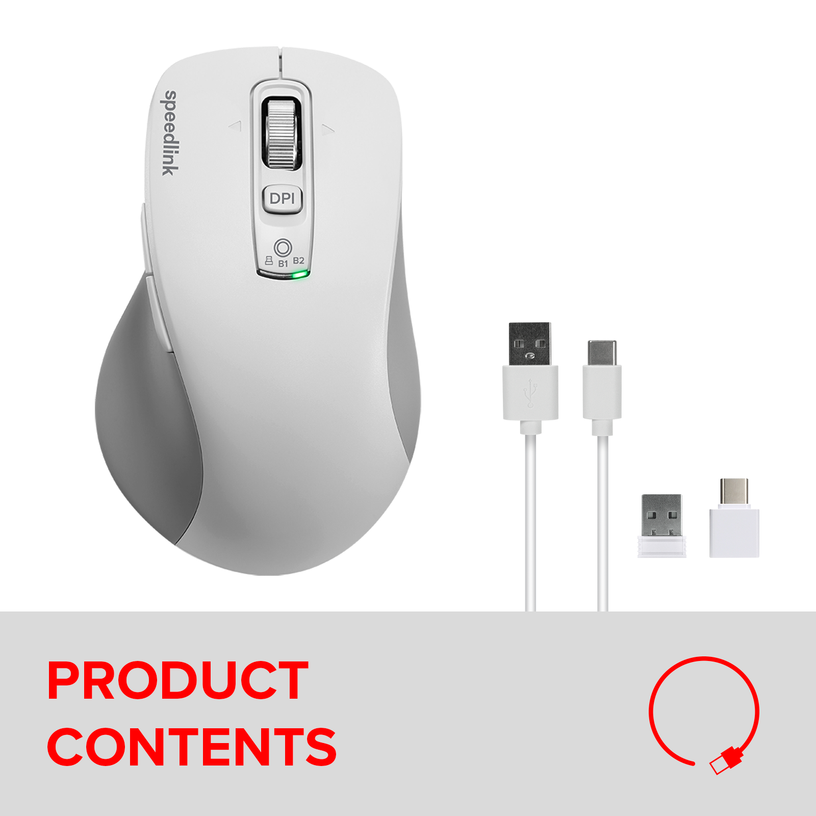 VELORA wiederaufladbare Maus - kabellos, Bluetooth, Smart Flying Scroll Wheel, weiß