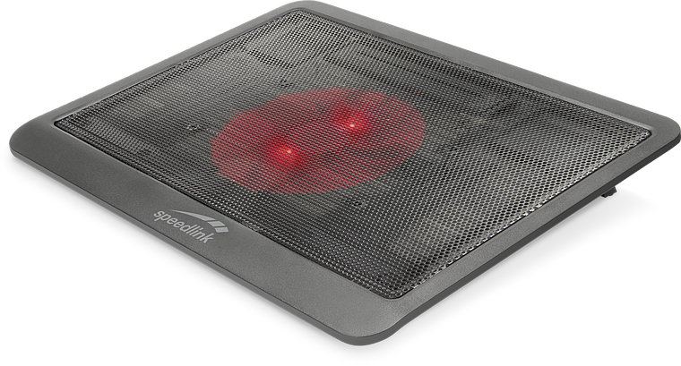 Schwarzer Speedlink Notebook-Kühler mit roter LED-Beleuchtung zur optimalen Kühlung von Laptops
