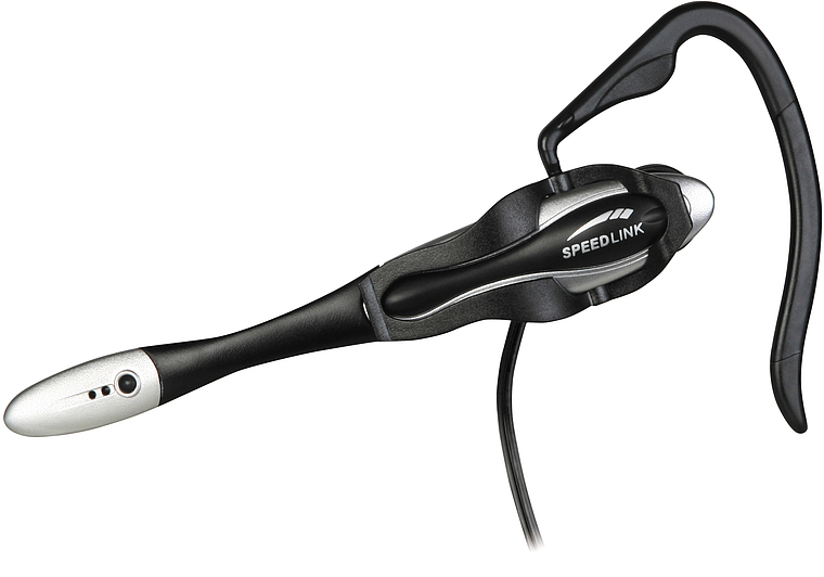 SPEEDLINK Headset mit flexiblem Mikrofonarm und Ohrbügel, schwarz-silber, für PC und Kommunikation geeignet