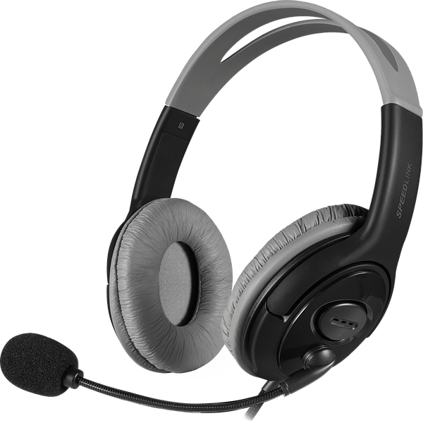 Schwarzes und graues Over-Ear-Headset mit Mikrofon und gepolsterten Ohrmuscheln, geeignet für Gaming und Kommunikation