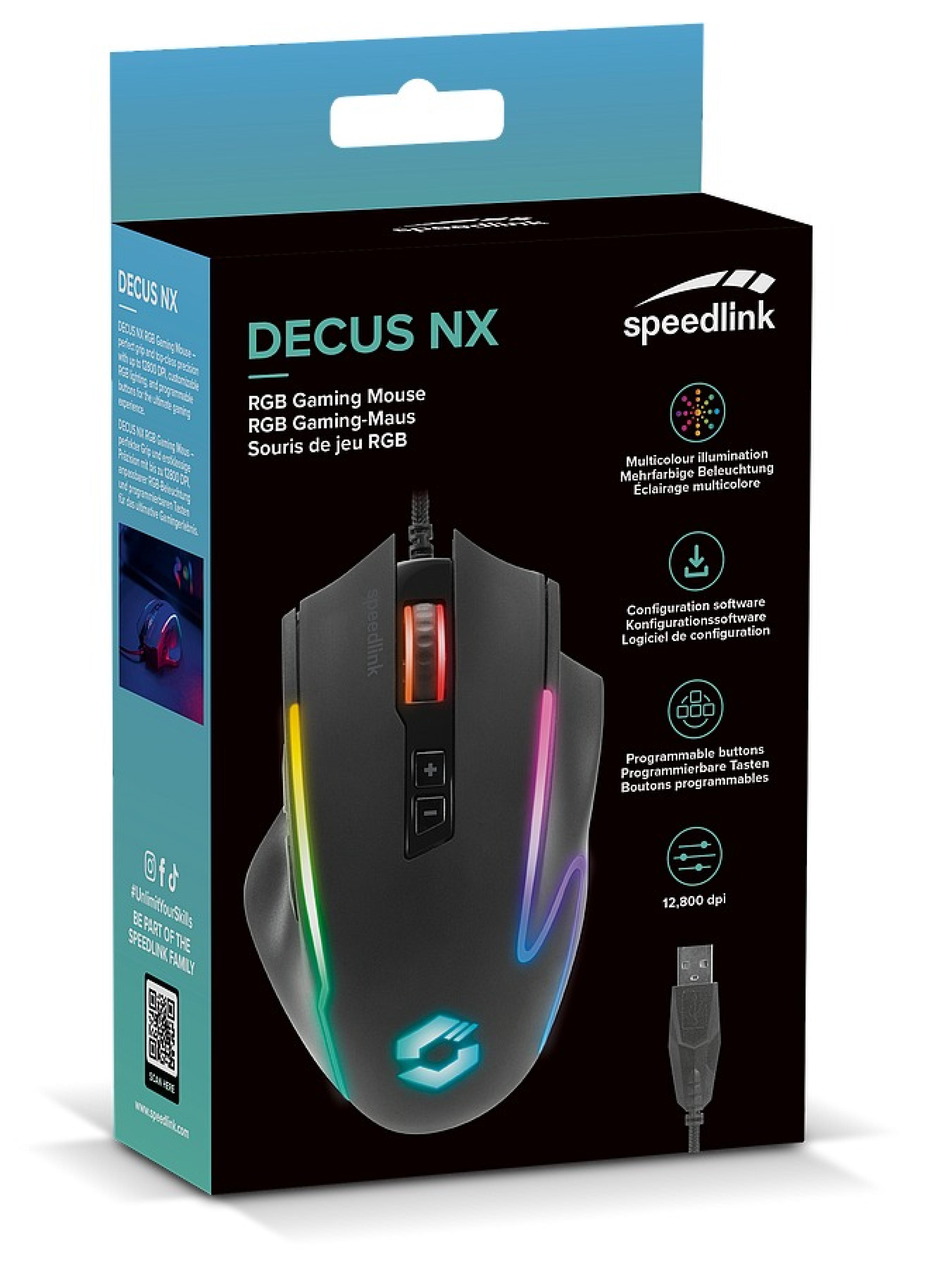 DECUS NX RGB Gaming Mouse, rubber-black