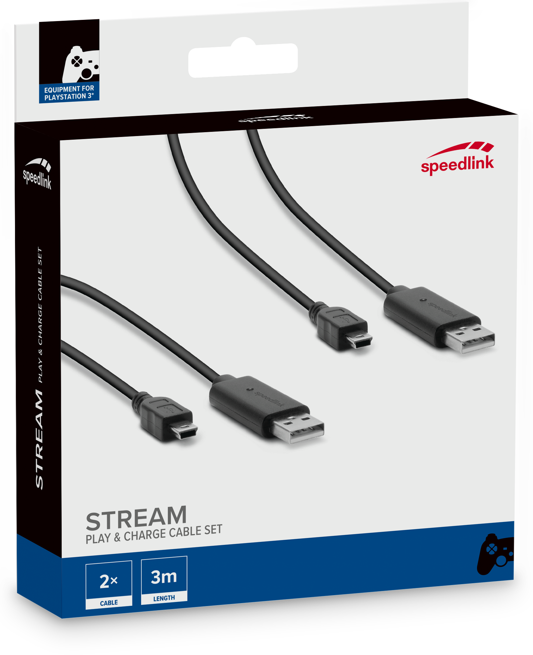 STREAM Play & Charge Cable Set for PS3, black SL440100BK