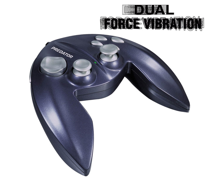 Schwarzer Gamecontroller PREDATOR mit mehreren Tasten und Dual Force Vibration Funktion für intensives Spielerlebnis