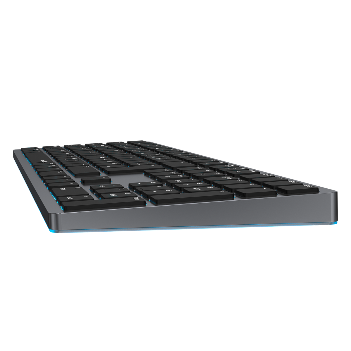 LEVIA Illuminated Rechargeable Metal Office Scissor Keyboard - Wireless, Bluetooth, grey - DE Layout