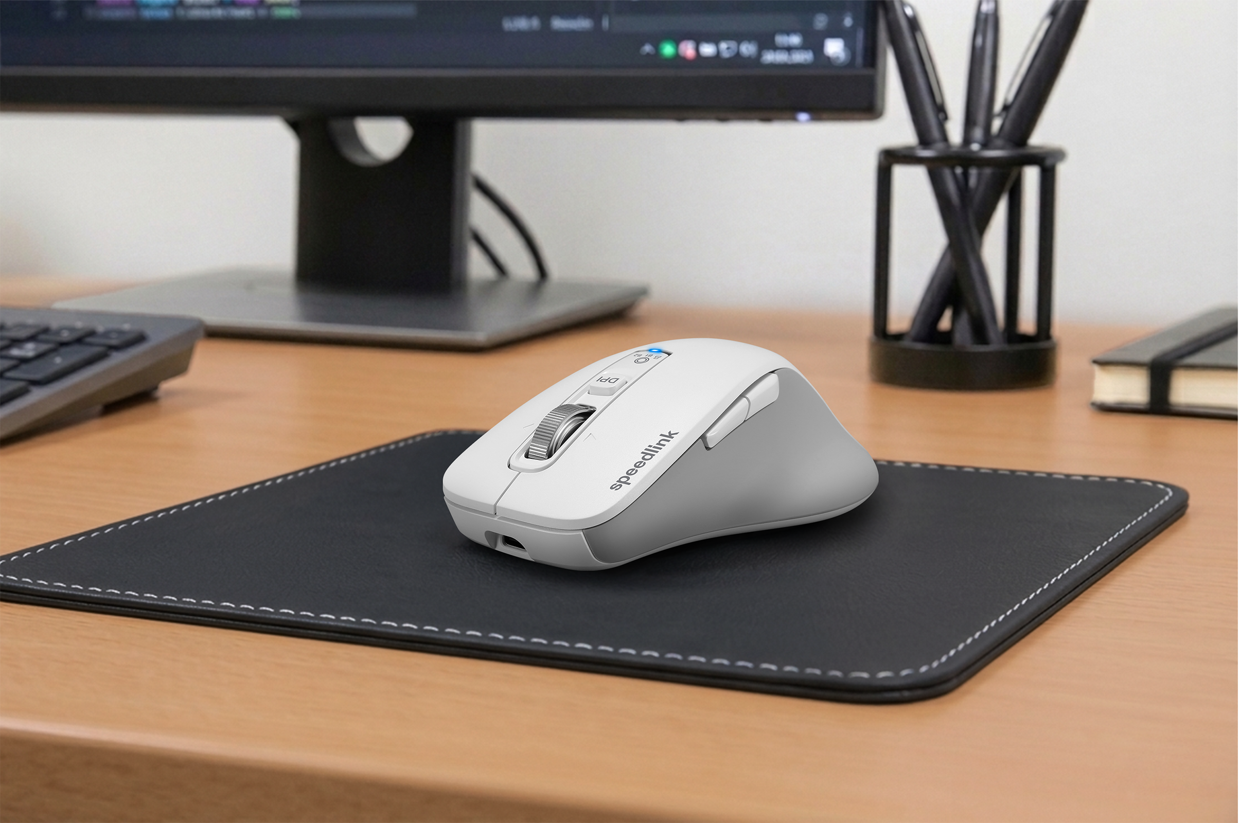 VELORA wiederaufladbare Maus - kabellos, Bluetooth, Smart Flying Scroll Wheel, weiß