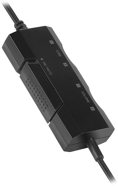 Inline-Controller für Headset mit Regler für Lautstärke, Ton und Stummschaltung des Mikrofons, Farbe Schwarz