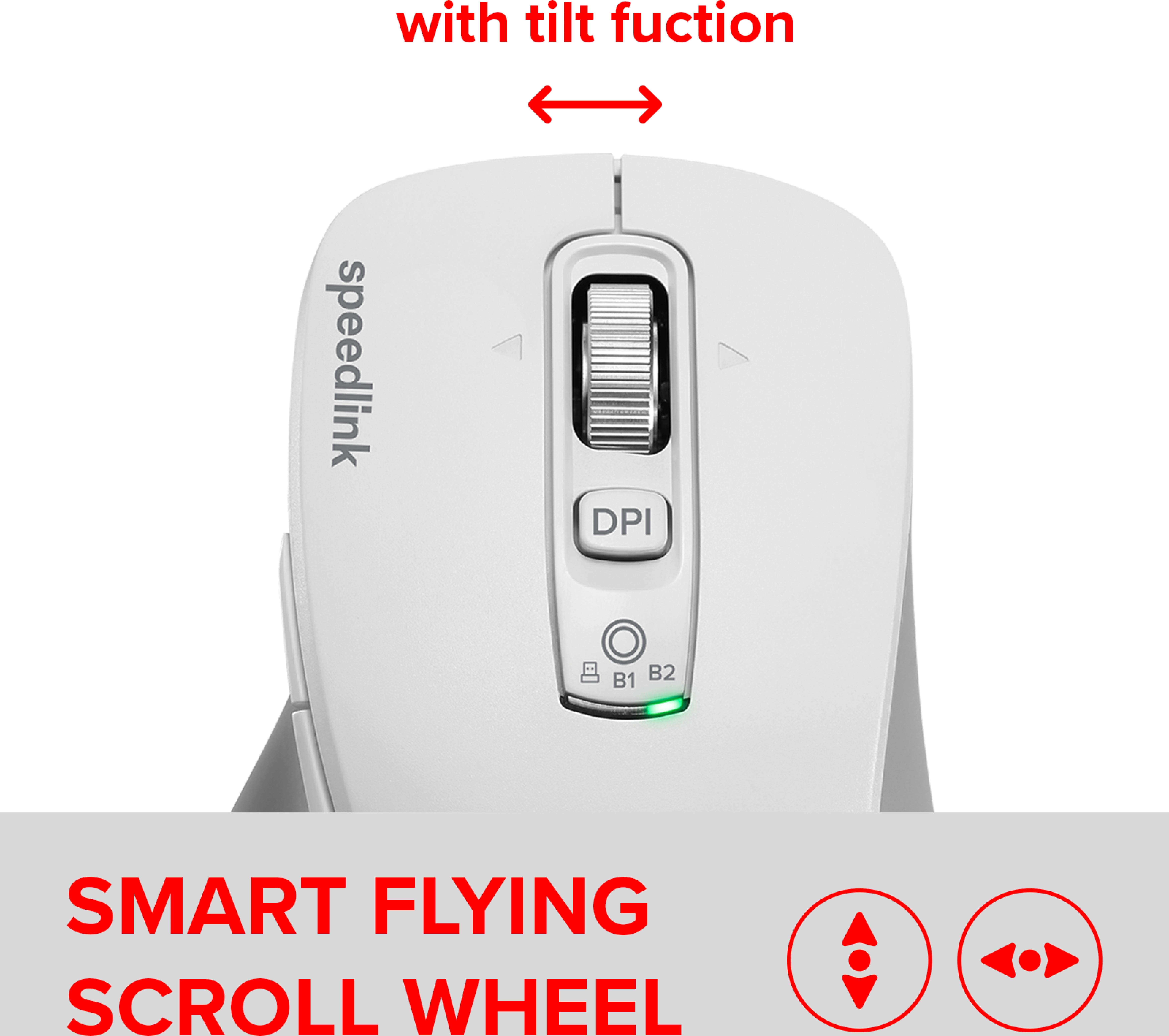 VELORA wiederaufladbare Maus - kabellos, Bluetooth, Smart Flying Scroll Wheel, weiß