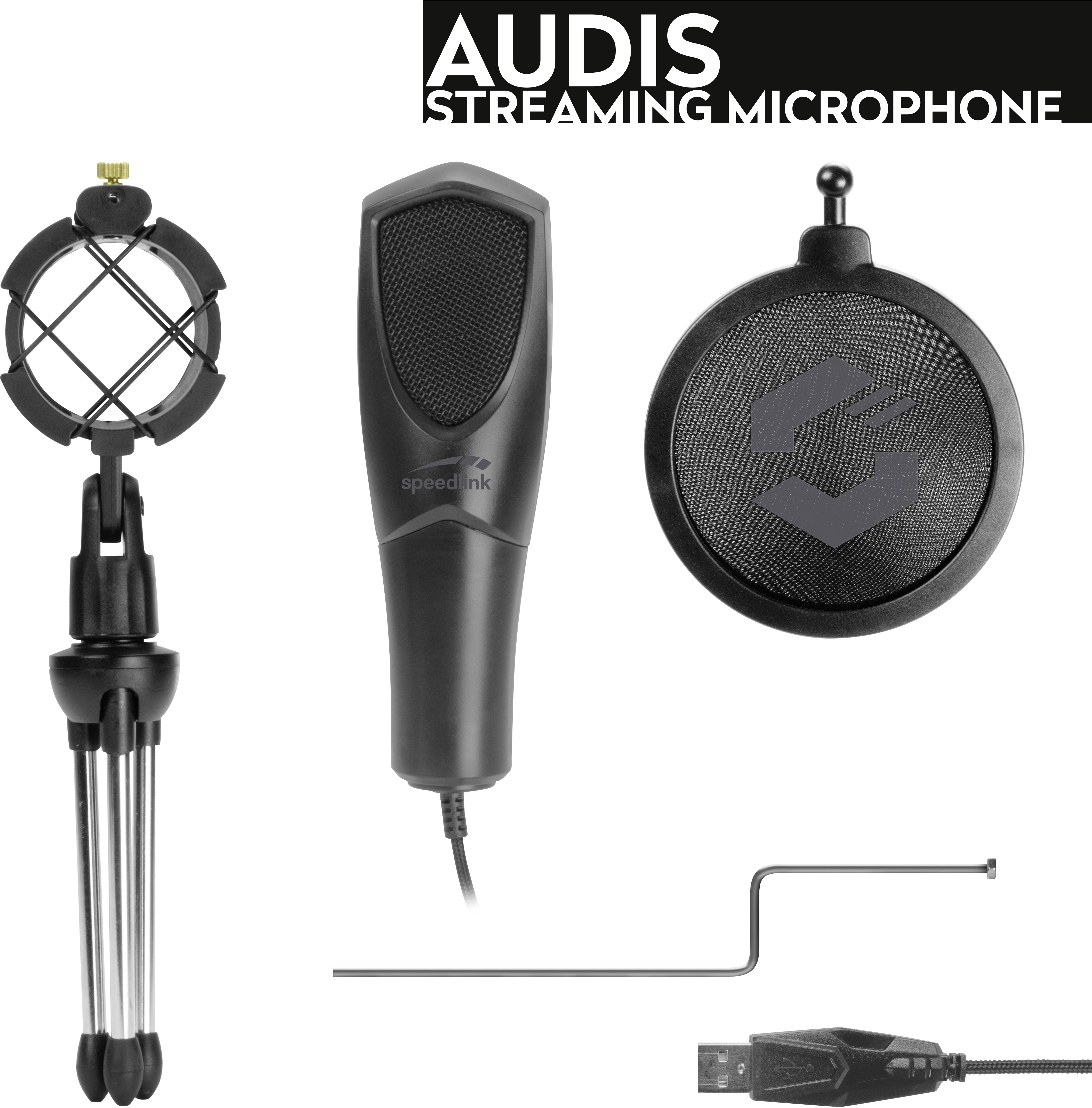 AUDIS Streaming Microphone, black