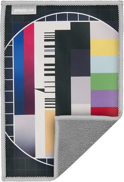 Mikrofasertuch von SPEEDLINK mit klassischem TV-Testbild-Muster zum Reinigen von Bildschirmen und Oberflächen