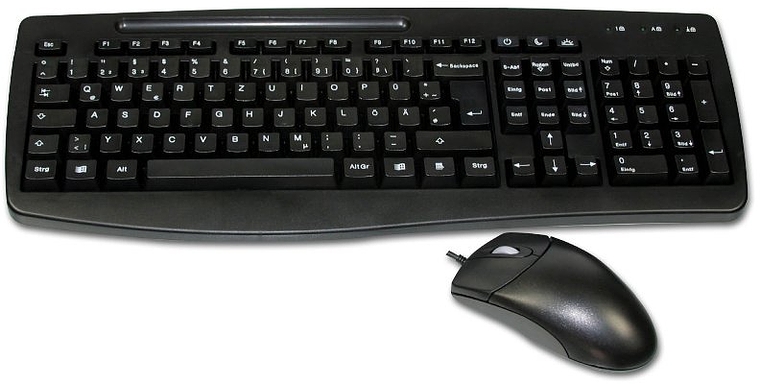 Bild eines schwarzen Computer-Tastatur- und Maus-Sets, geeignet für Büro und Zuhause