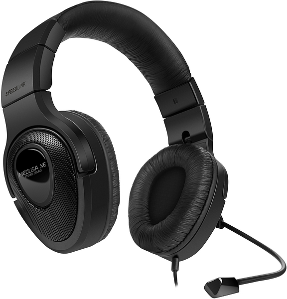 Schwarzes Speedlink Medusa XE Gaming-Headset mit gepolstertem Bügel und Mikrofon