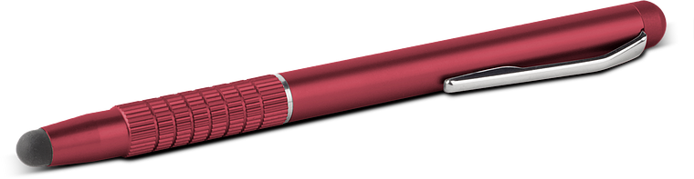 Roter Touchpen mit Metallclip, geeignet für Touchscreens von Tablets und Smartphones