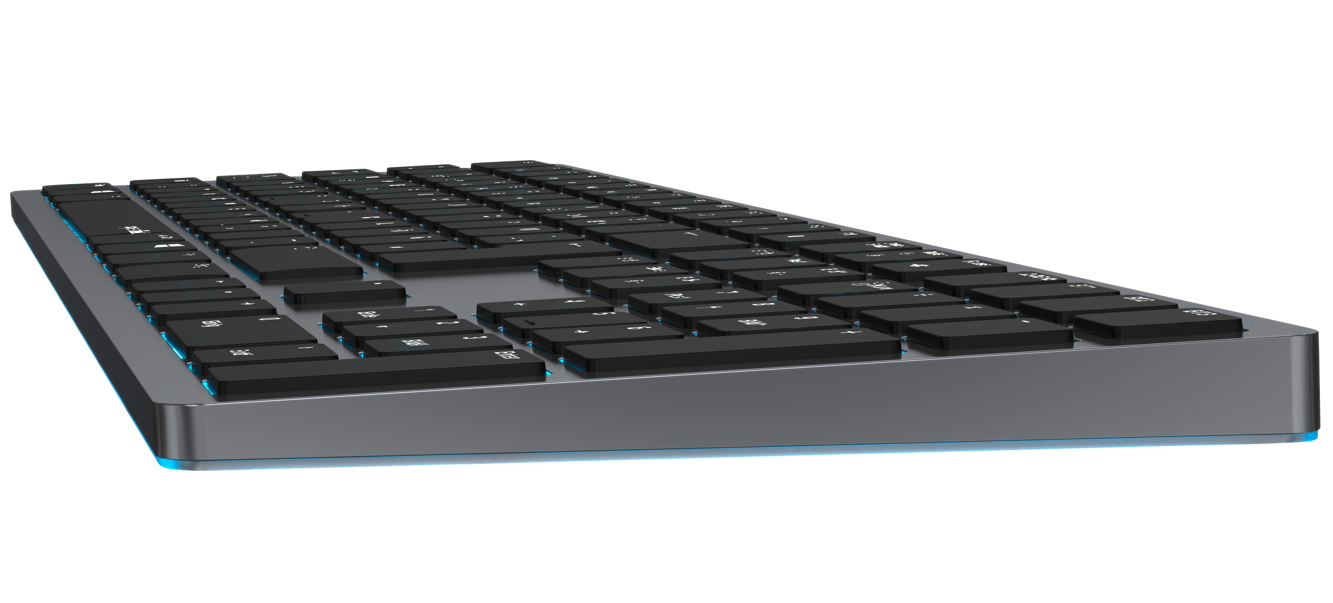 LEVIA RGB Rechargeable Metal Office Scissor Keyboard - Wireless, Bluetooth, grey - DE Layout