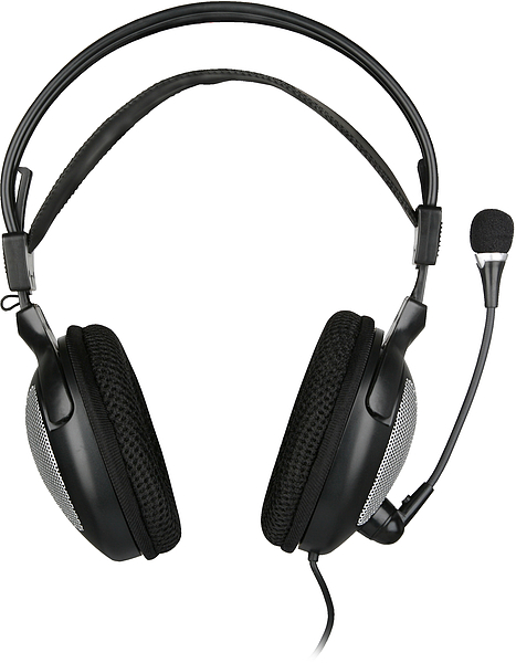 Schwarzes Over-Ear-Headset mit gepolsterten Ohrmuscheln und flexiblem Mikrofon, ideal für PC, Gaming oder Online-Meetings