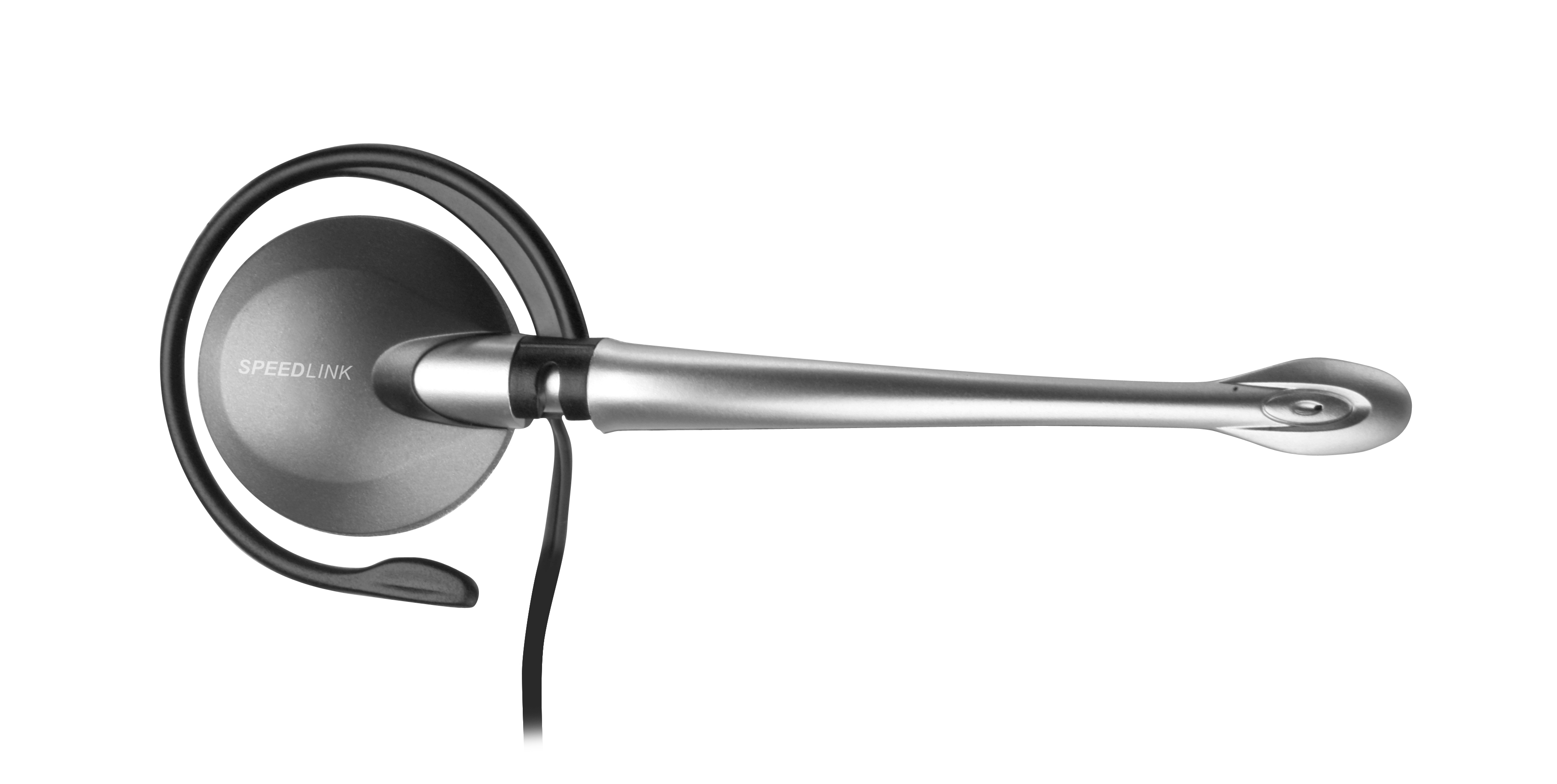 SPEEDLINK Mono-Headset mit Ohrbügel und integriertem Mikrofon in silber-schwarzem Design