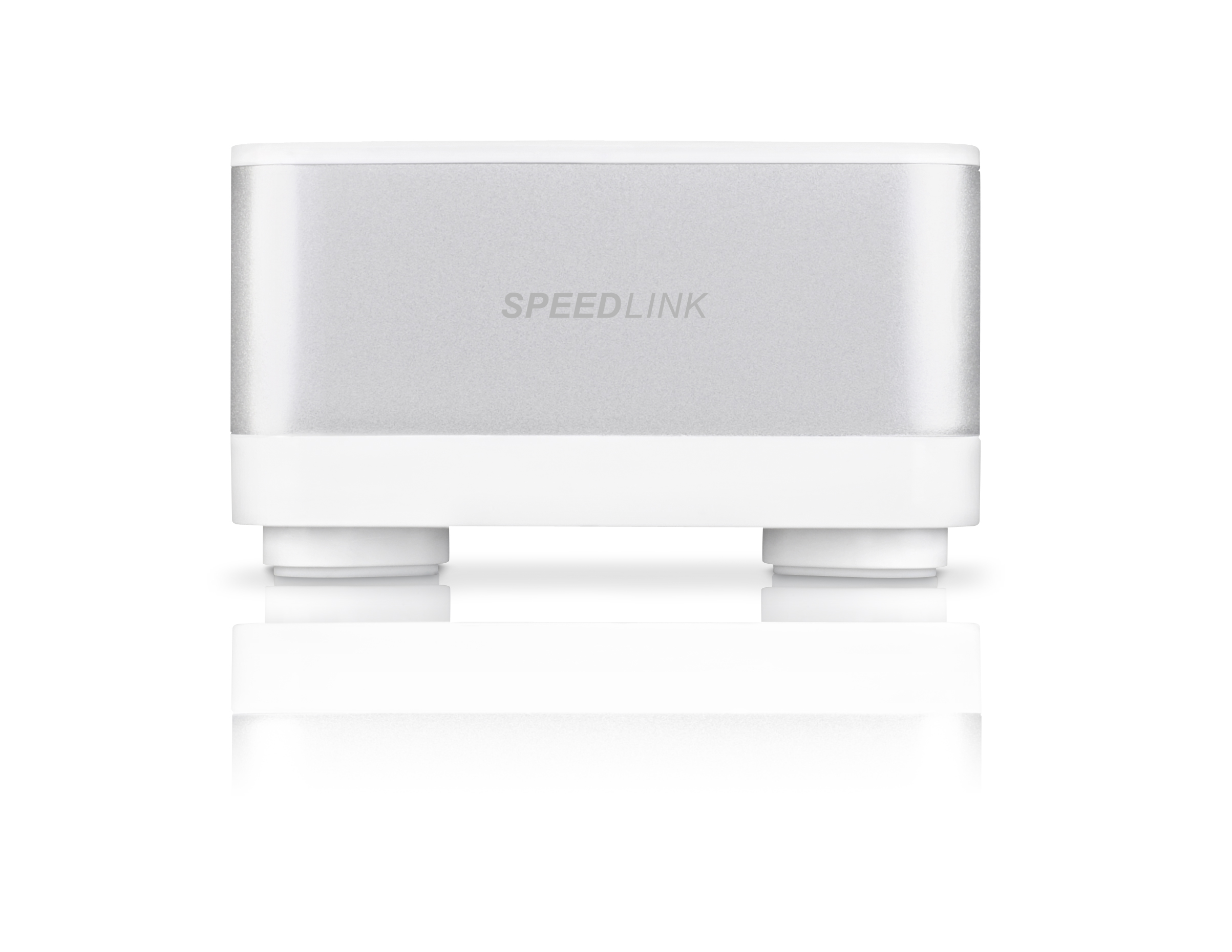 SPEEDLINK USB-Hub, silber-weiß, rechteckig, Vorderansicht auf weißem Hintergrund