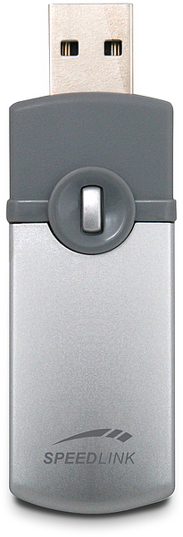 Abgebildet ist ein grauer USB-Stick der Marke SPEEDLINK, ideal zum sicheren Speichern und Übertragen von Daten