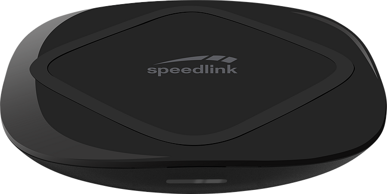 Schwarzes kabelloses Ladegerät von Speedlink für Qi-kompatible Geräte, flaches Design