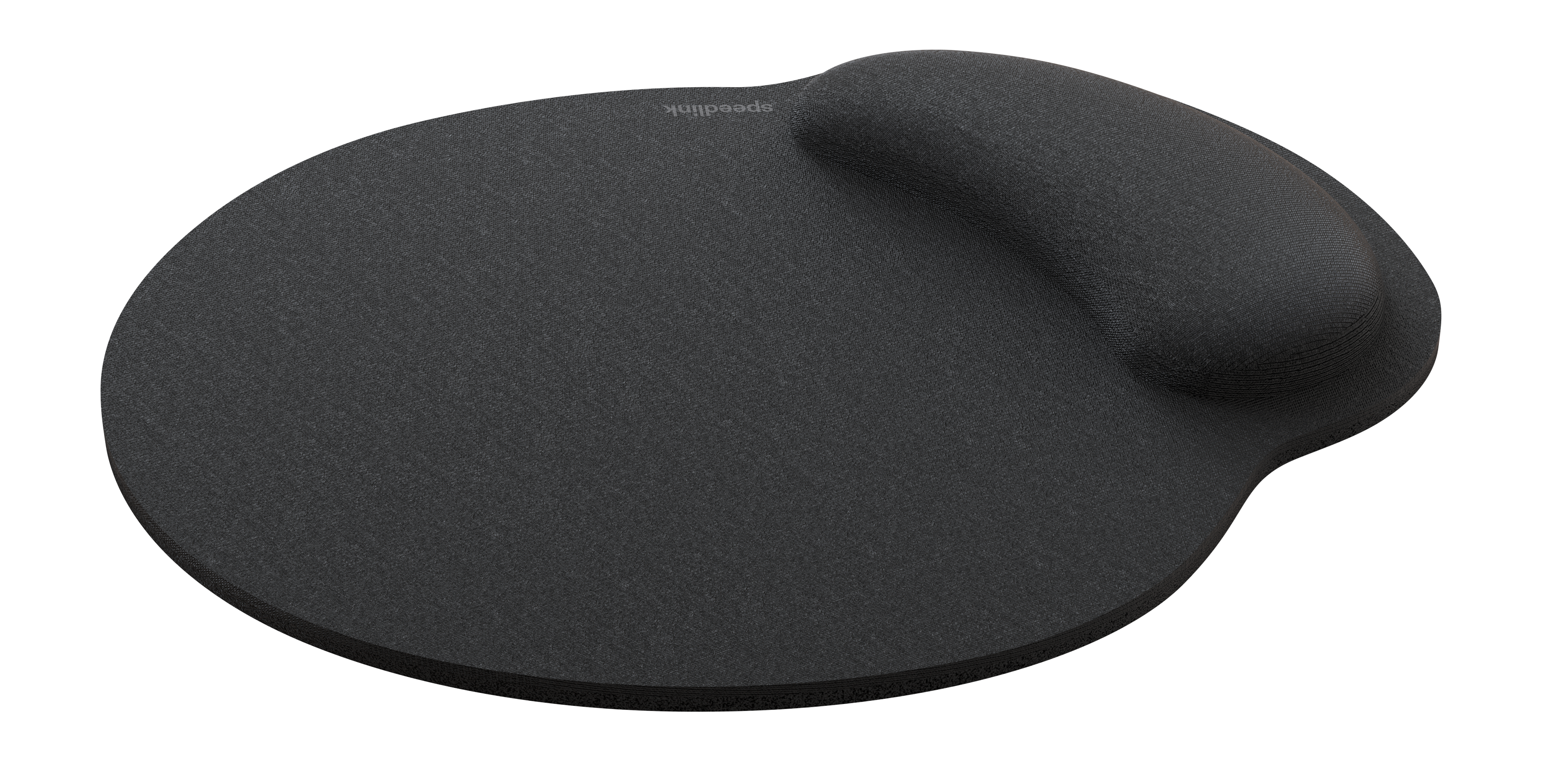 Schwarzes ergonomisches Mauspad mit integrierter Handgelenkauflage zur Entlastung beim Arbeiten am PC