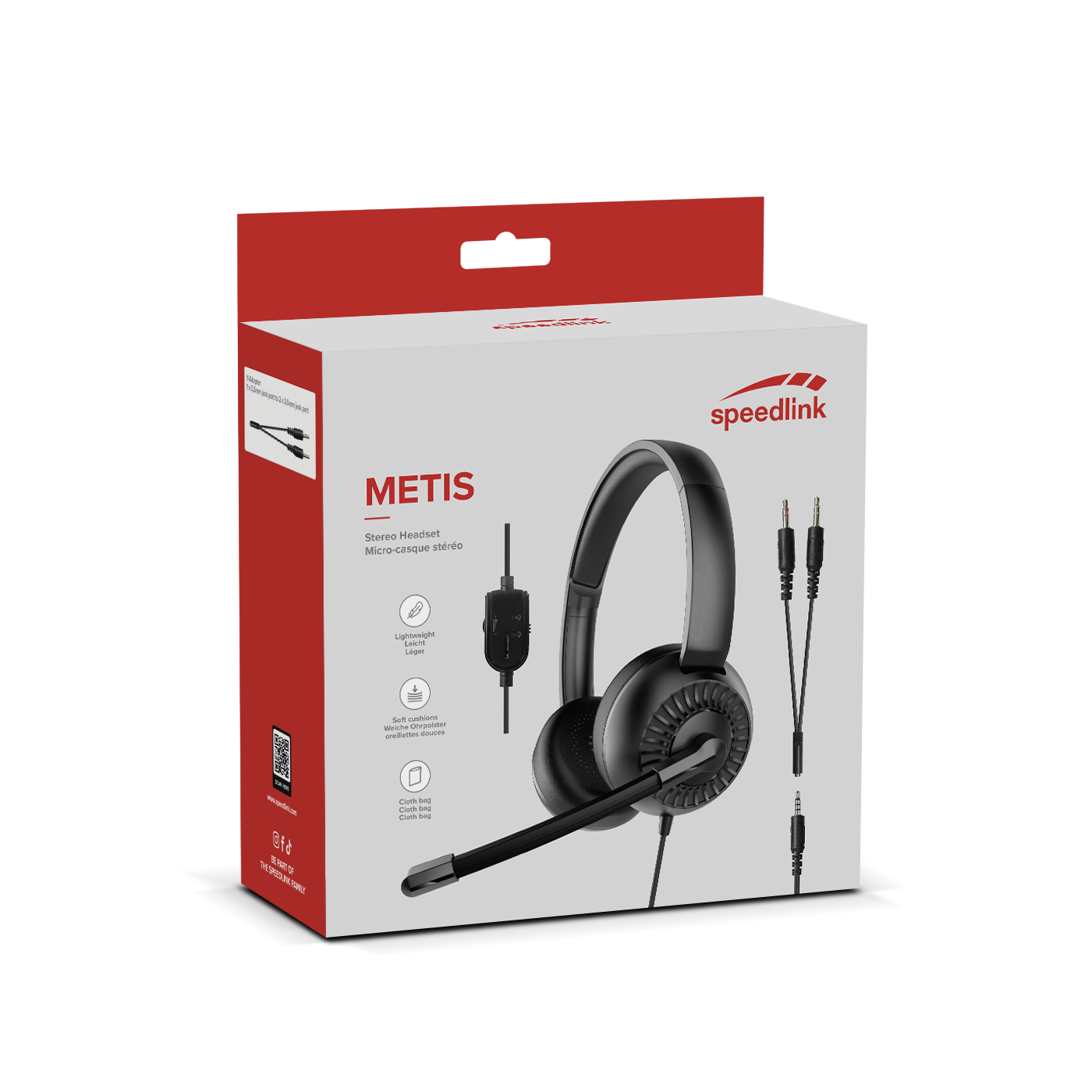 METIS Stereo Headset, 3,5mm Jack with Y-Adapter, black | SL-870006-BK