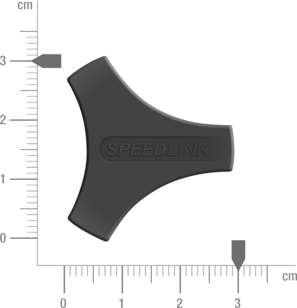 Schwarzer SPEEDLINK Y-Schraubendreher mit drei Griffen für Konsolen und Elektronik, Maßstab im Hintergrund