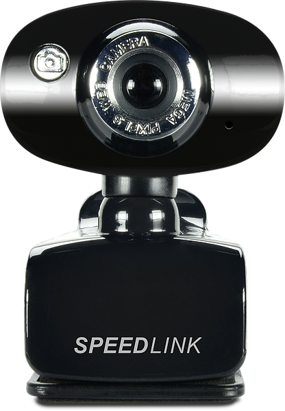 Schwarze SPEEDLINK Webcam mit Objektiv, geeignet für PC, Videokonferenzen und Online-Kommunikation